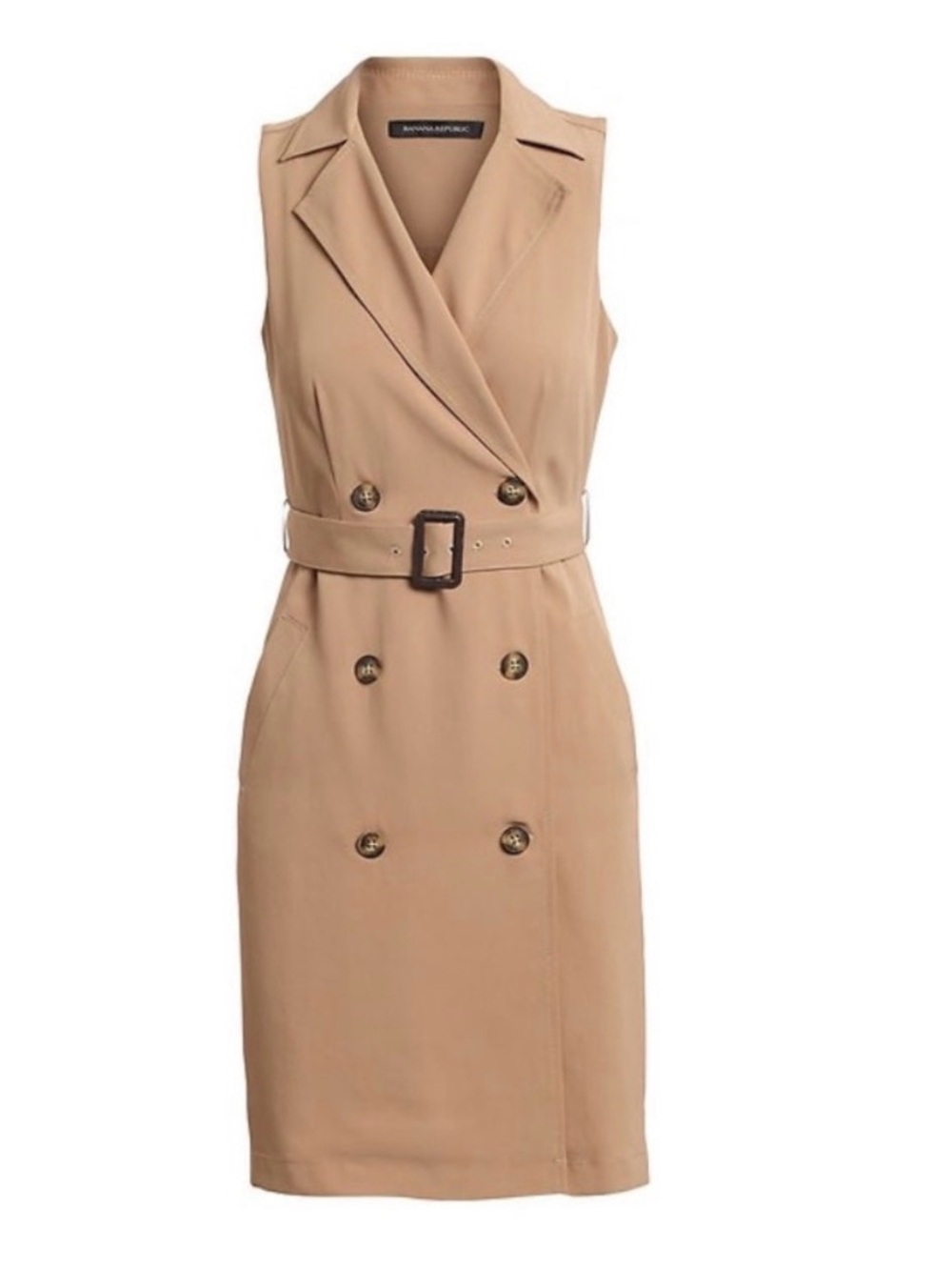 Banana Republic Sleeveless Belted Trench Dress in Beige